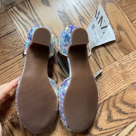 Zara Girls Sequin Shoes with Heels Size 12 - NEW - Picture 2 of 3